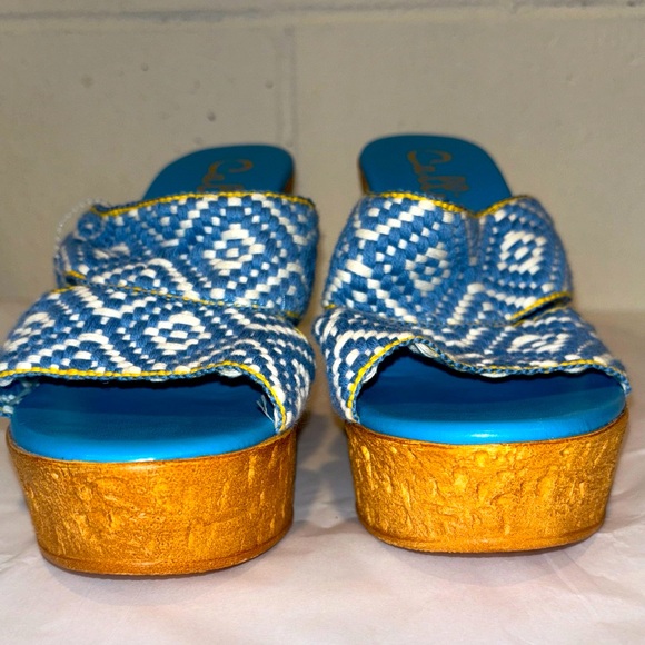 Callisto blue woven wedge sandals size 8 - Picture 3 of 6